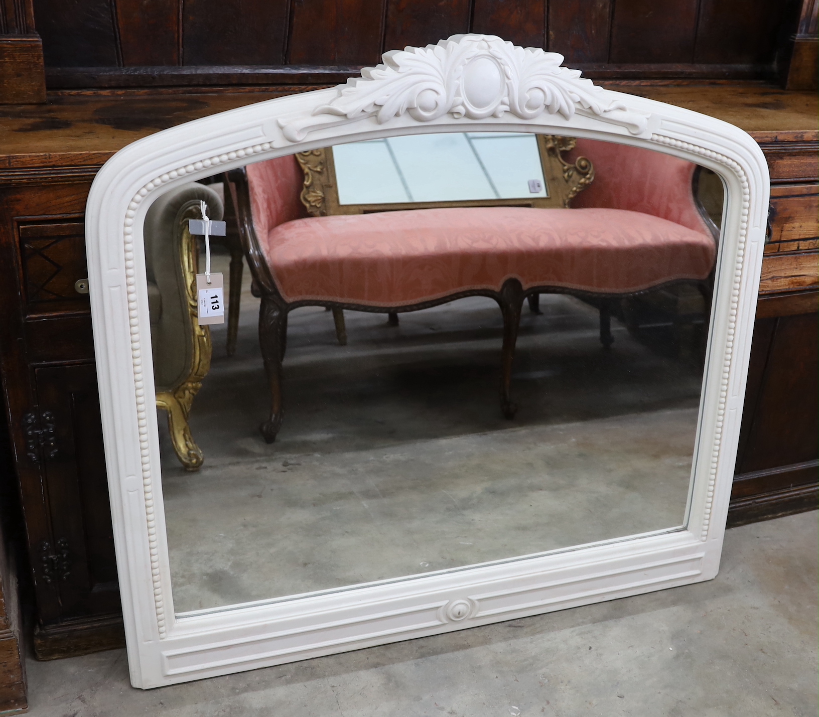 A Victorian style faux marble overmantel mirror, width 104cm, height 96cm